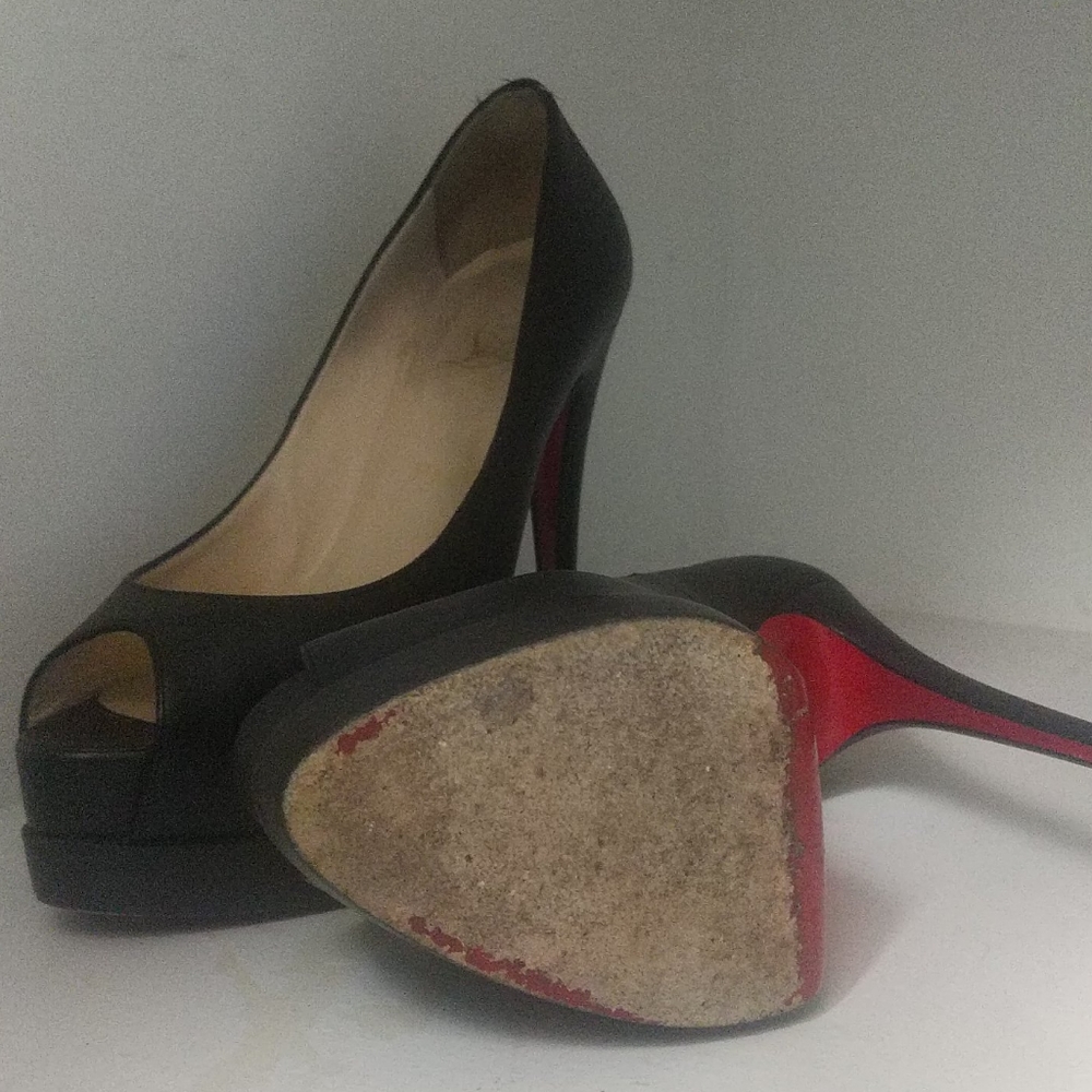 Authentic Christian Louboutin Black Peep Toe Heels